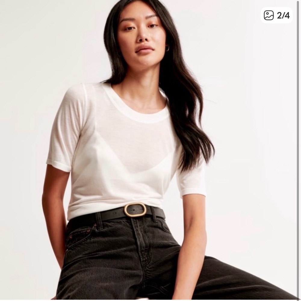 Black Half-Sleeve Sheer Jersey Crew Tee